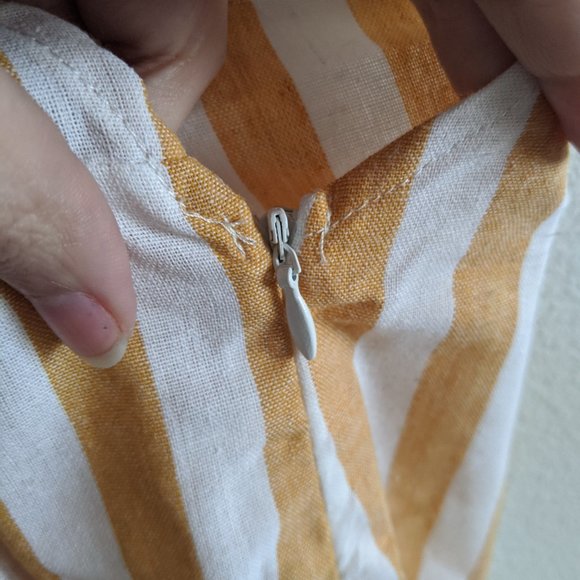 NWOT Yellow Striped Overall Dress - Picture 5 of 6